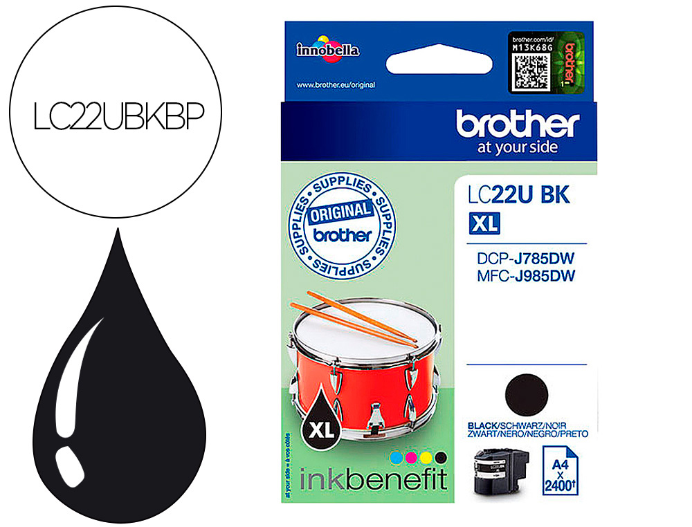 Cartouche d'encre original brother lc22ubk 400 p noir