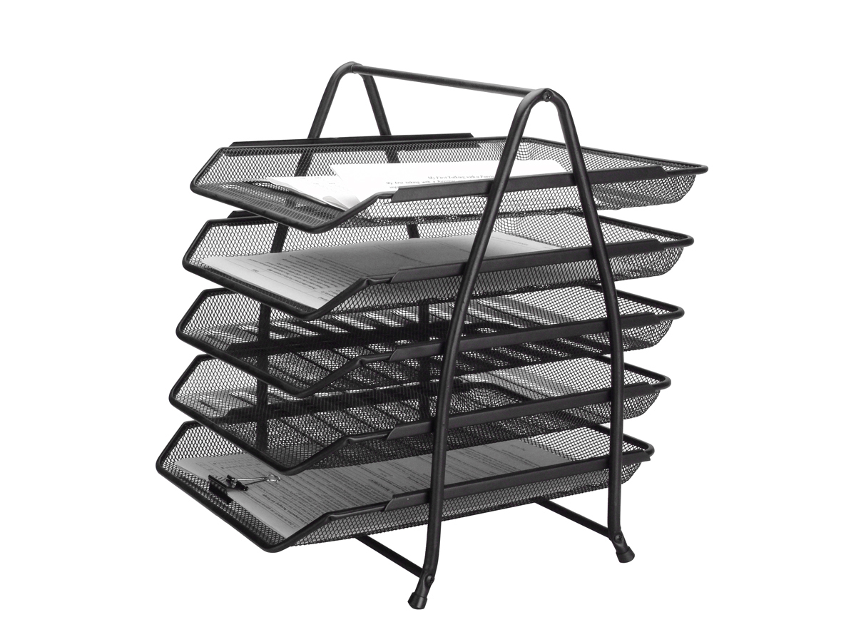 Corbeilles courrier q-connect maille metallique documents   a4 350x275x375 mm coloris     noir - set 5 un
