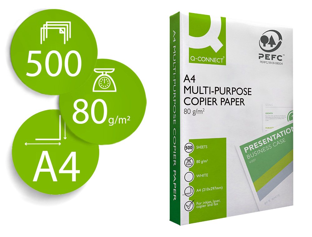 Papier q-connect a4 80g/m2 multifonction 500 feuilles    160 cie