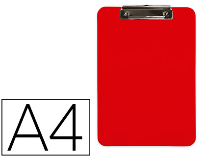 Porte-bloc q-connect plastique rigide epaisseur    2.5mm a4 210x297mm pince      metallique coloris rouge