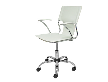 Chaise bureau q-connect rotative maximum supporte     100kg dim. 860+90x550x560mm   simili cuir coloris blanc