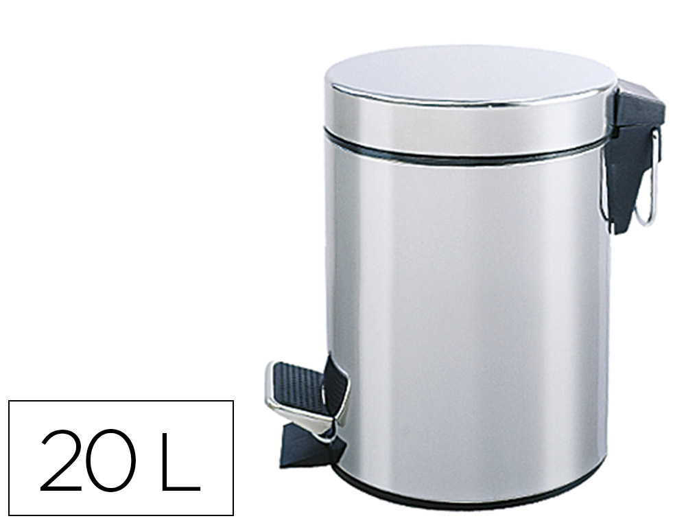 Poubelle metallique q-connect avec pedale chrome capacite   20 litres dim. 430x290mm