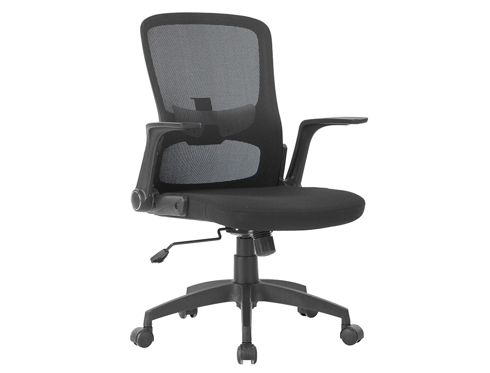 Chaise bureau q-connect rotative base nylon maille    maximum supporte 130kg        910+75x550x610mm coloris noir