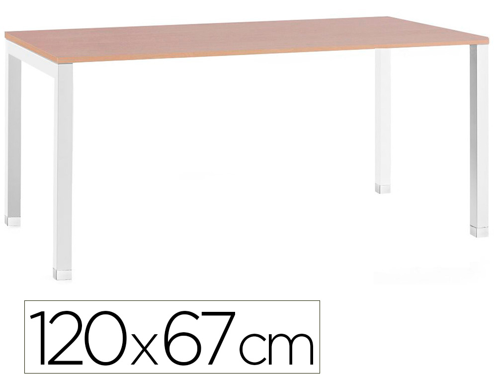 Bureau mt international plateau hetre melamine 25mm   pietement arche coloris blanc 120x67cm
