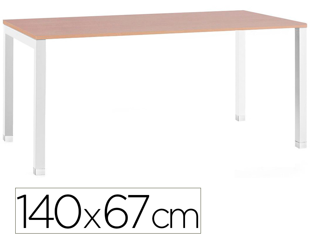 Bureau mt international plateau hetre melamine 25mm   pietement arche coloris blanc 140x67cm