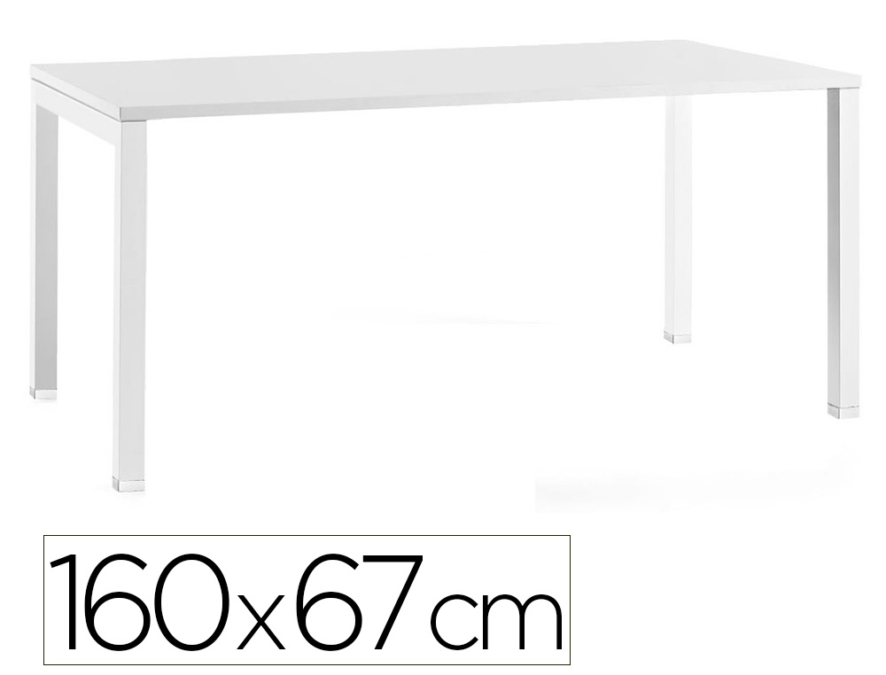 Bureau mt international plateau blanc melamine 25mm   pietement arche coloris blanc 160x67cm