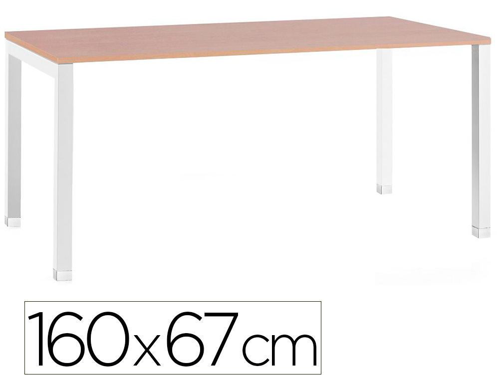 Bureau mt international plateau hetre melamine 25mm   pietement arche coloris blanc 160x67cm