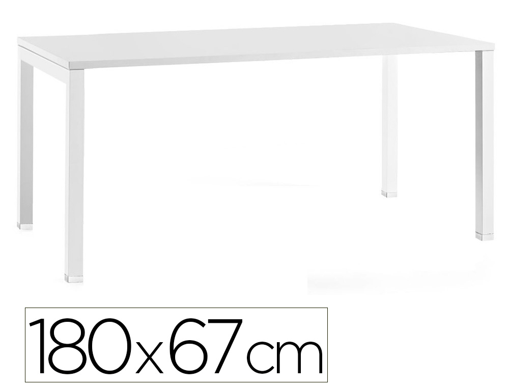 Bureau mt international plateau blanc melamine 25mm   pietement arche coloris blanc 180x67cm