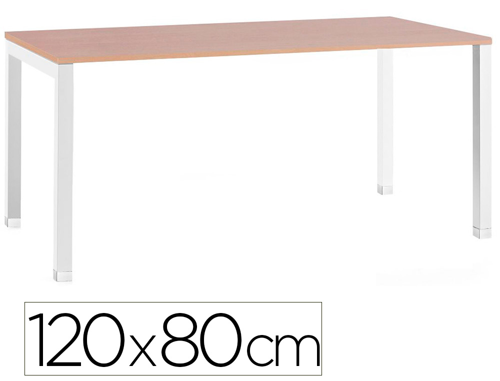 Bureau mt international plateau hetre melamine 25mm   pietement arche coloris blanc 120x80cm