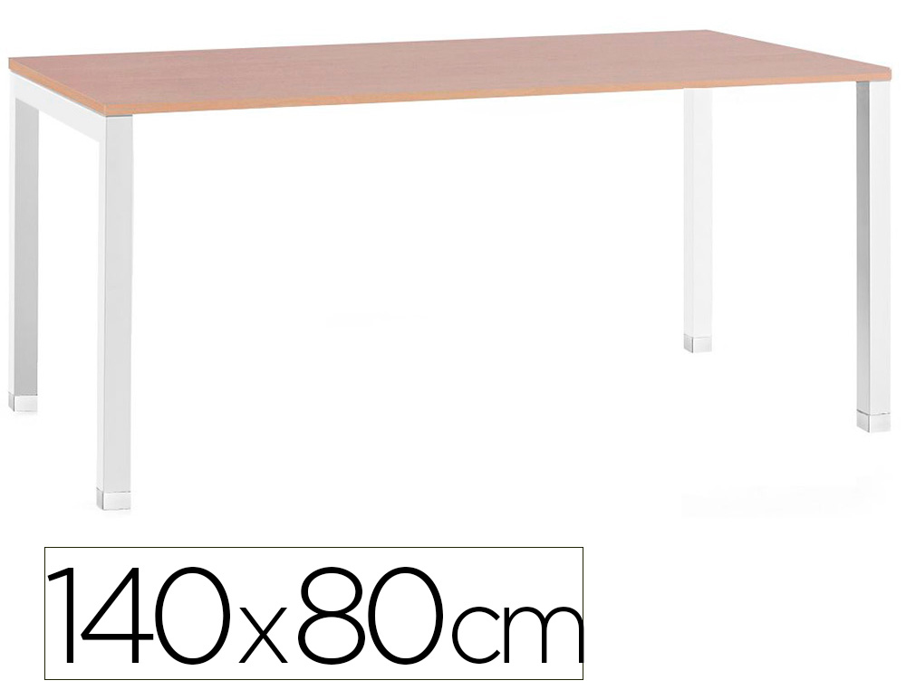 Bureau mt international plateau hetre melamine 25mm   pietement arche coloris blanc 140x80cm
