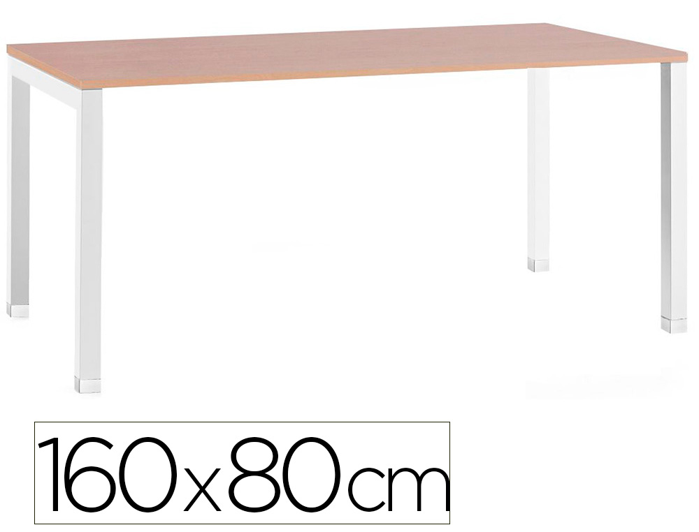 Bureau mt international plateau hetre melamine 25mm   pietement arche coloris blanc 160x80cm