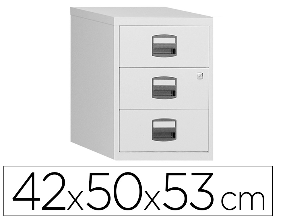 Caisson mobile mt international metal 3 tiroirs coulissants serrure roulettes 42x50x53cm coloris blanc