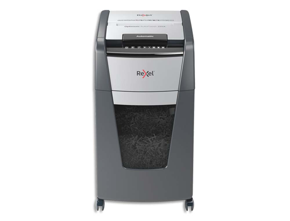 Destructeur rexel optimum autofeed+ 225x coupe croisee  4x26mm 225f agrafes cartes    credit trombones securite 4