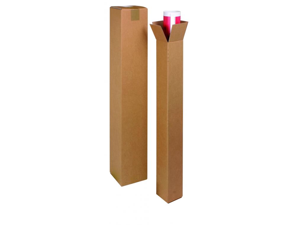 Tube d expedition carre cartonkraft recycle simple cannelureprotection renforcee aux      extremites 15x15x80cm