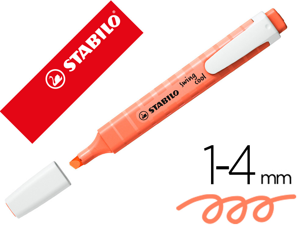 Surligneur stabilo swing cool pastel edition format stylo   pointe biseautee trace 1/4mm  clip coloris douceur de