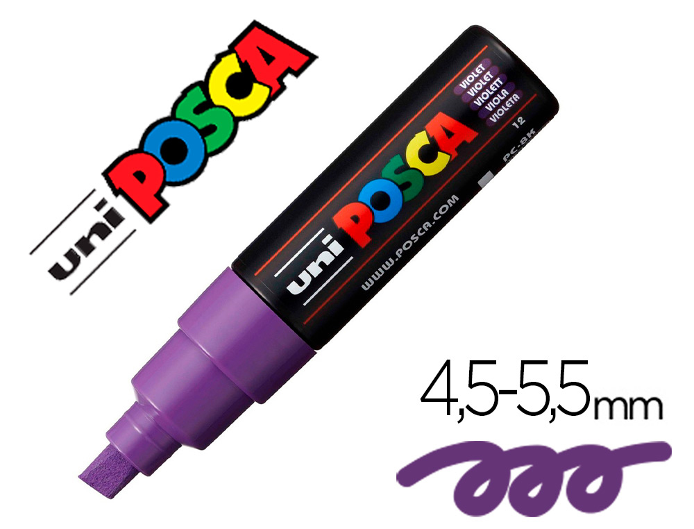 Marqueur peinture posca pc7m pointe large conique encre    inodore couvrante miscible    tous supports coloris violet