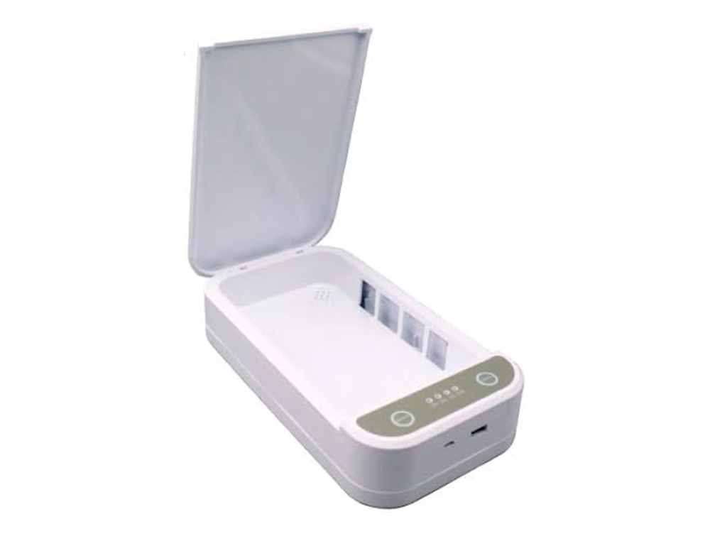Boitier de sterilisation uvc innova detruit                micro-organismes et bacteries pour portables cles lunettes