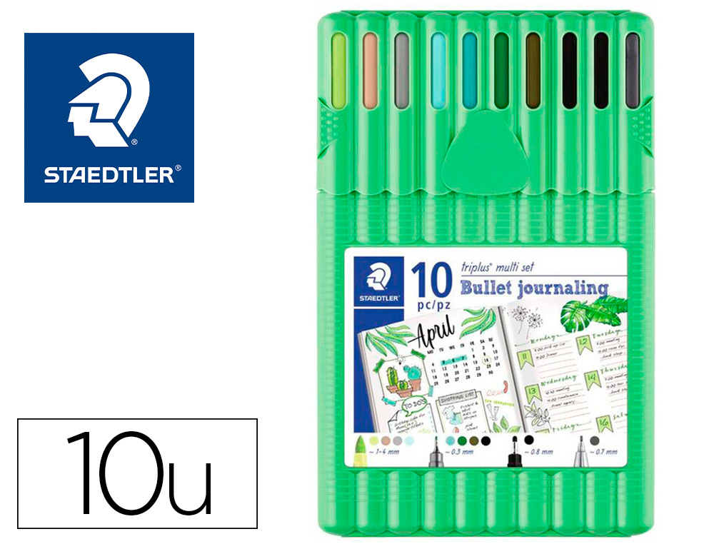 Etui staedtler triplus multi set 10 unites 4 feutres       fineliner assortis 1          broadliner noir 4 surligneurs