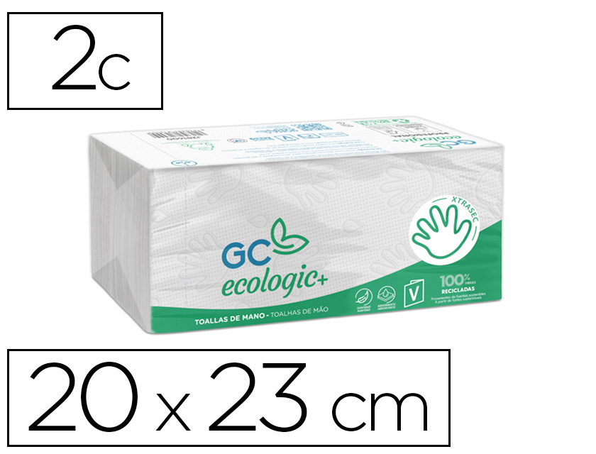 Essuie-mains ecologique xtrasec 2 plis 200x230mm      paquet de 196 unités