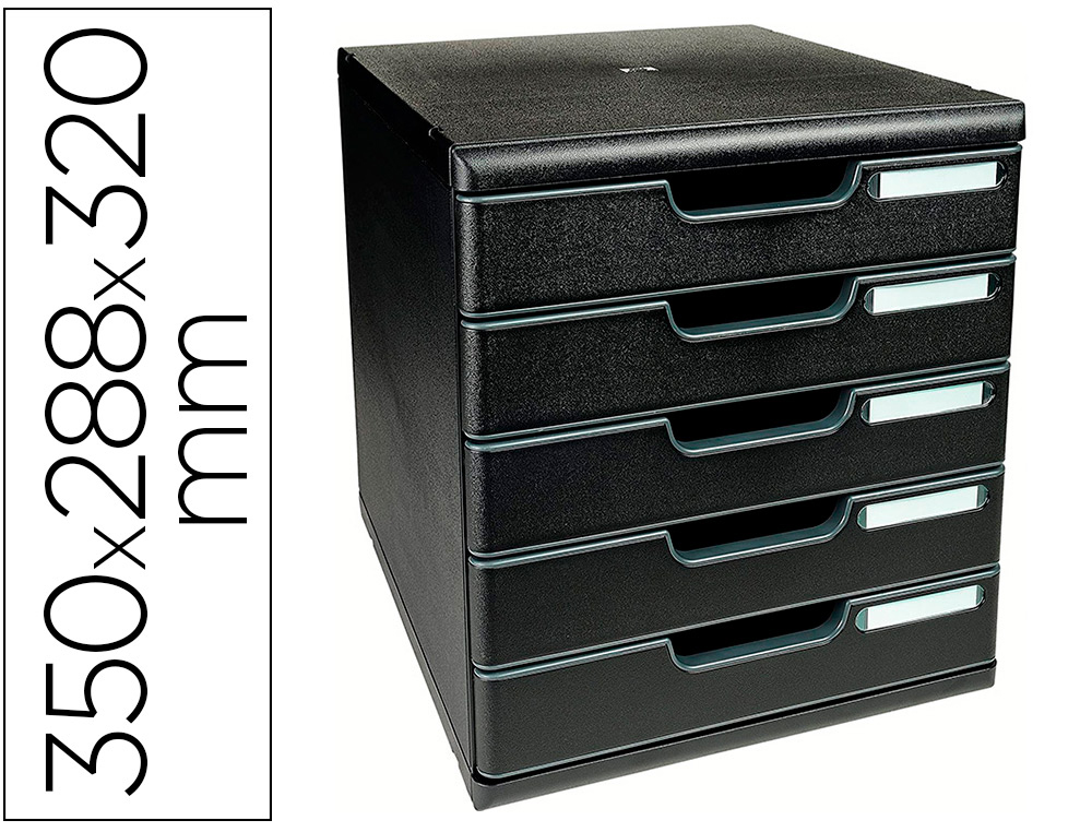 Module classement exacompta modulo ecoblack 5 tiroirs a4+ 350x288x320mm coloris noir