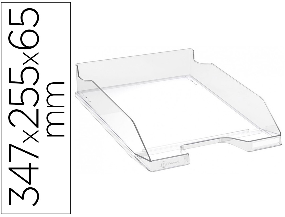Corbeille a courrier exacompta combo midi polystyrene solide stable superposable a4+ 347x255x65mm cristal glossy