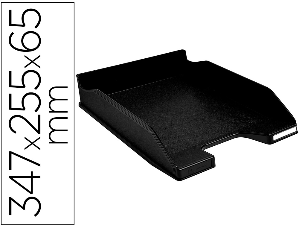 Corbeille a courrier exacompta combo midi polystyrene solide stable superposable a4+ 347x255x65mm coloris noir