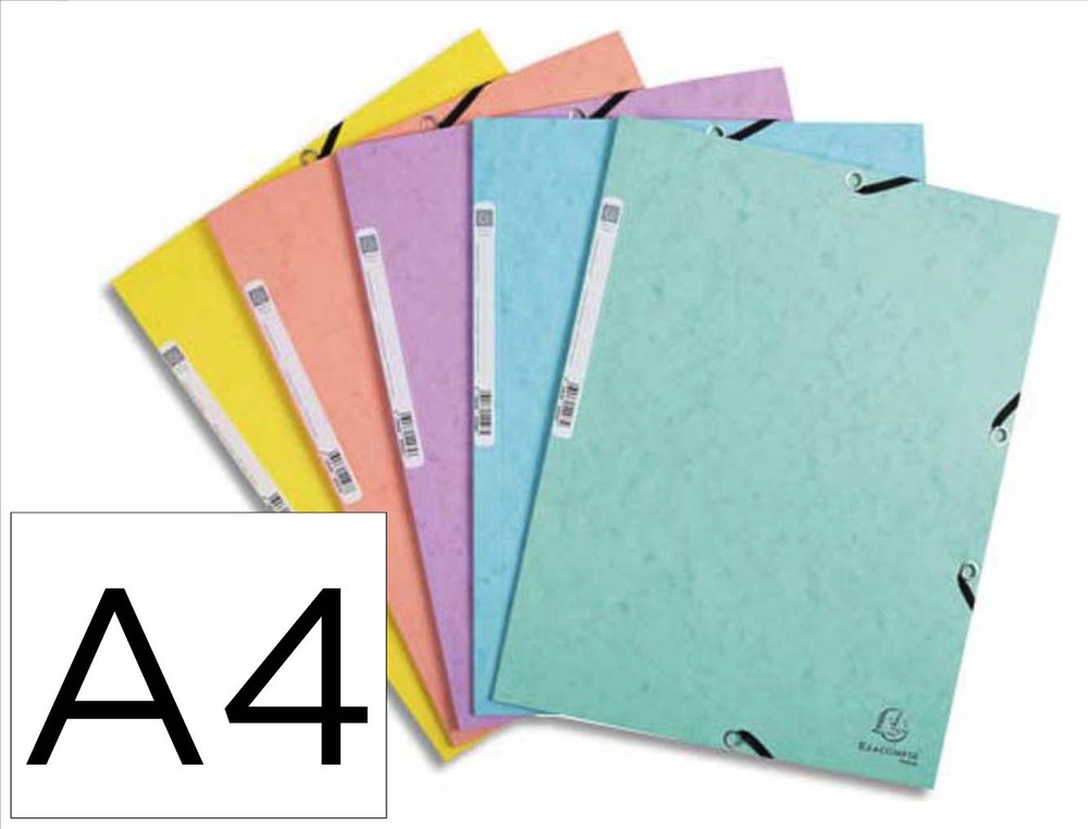 Chemise exa 3 rabats ca rte lustree 400g 4a 24x32cm elastique coloris pastel