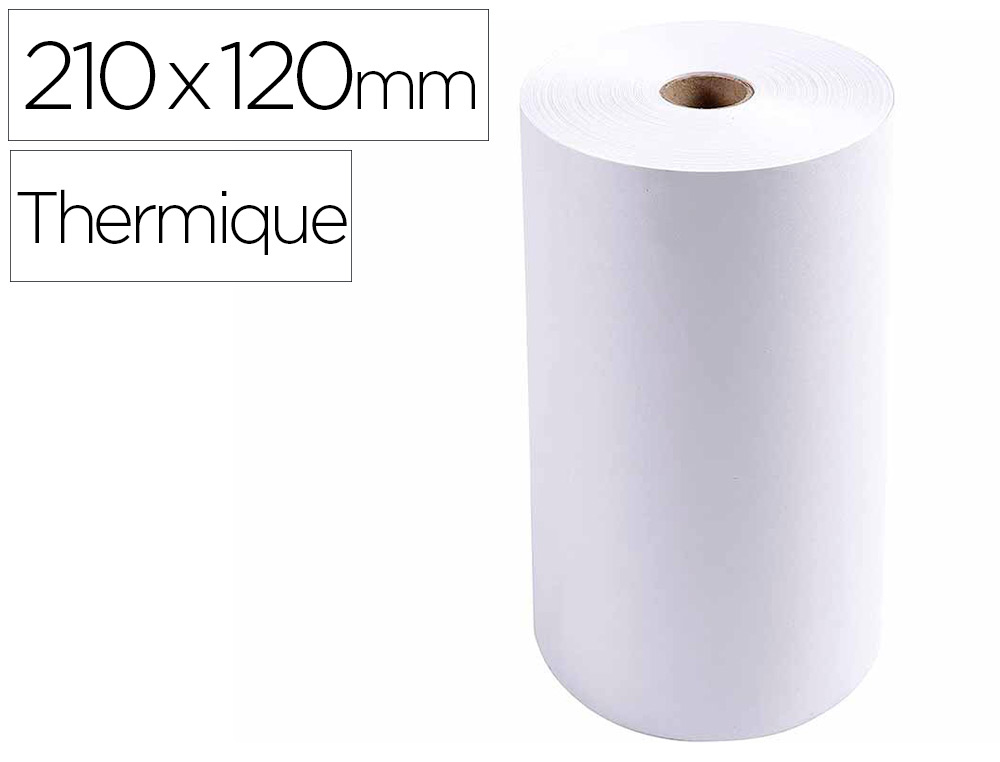 Bobine thermique exacompta telex 1 pli extra blanc 60g   210x120mm mandrin 25mm        metrage 120m