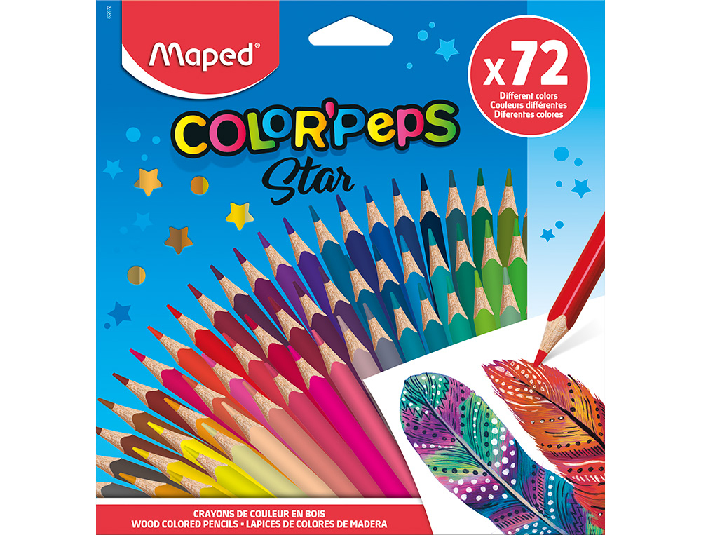 Crayon couleur maped color'peps mine resistante    facile a tailler coloris      assortis etui de 72 unites