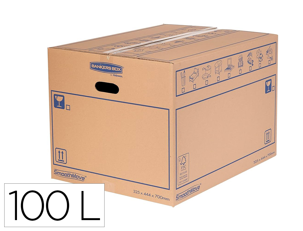Caisse demenagement fellowes montage manuel charge moyenne capacite 100l