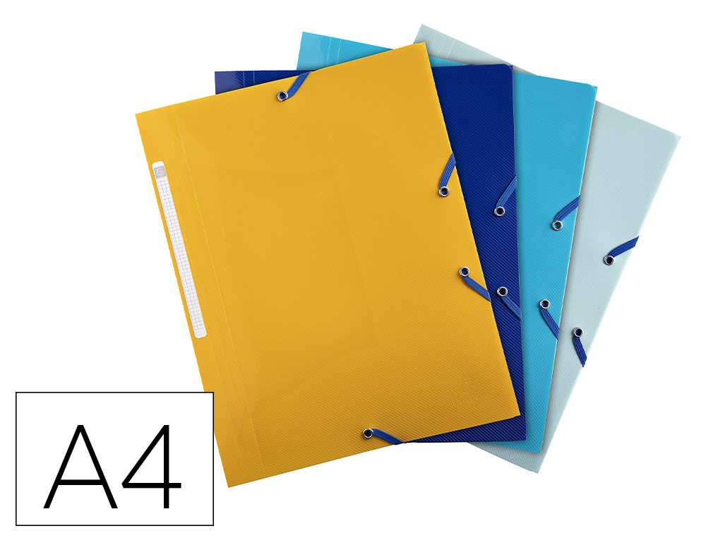 Chemise exacompta bee blue 3 rabats elastique a4 pp        coloris assortis