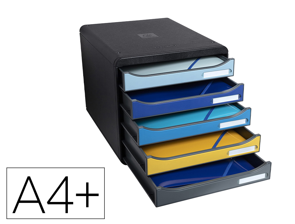 Module classement exacompta big box bee blue polystyrene  monobloc 5 tiroirs a4+        superposable ultra rigide