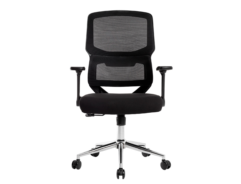 Fauteuil ergonomique q-connect lucca maille base metal chrome hauteur max 1090mm largeur 700mm prof 650mm coloris noir