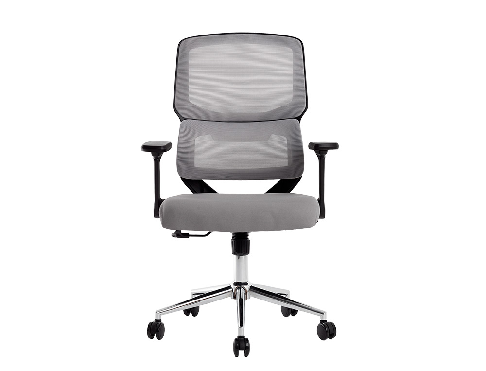 Fauteuil ergonomique q-connect lucca maille base metal chrome hauteur max 1090mm largeur 700mm prof 650mm gris et noir