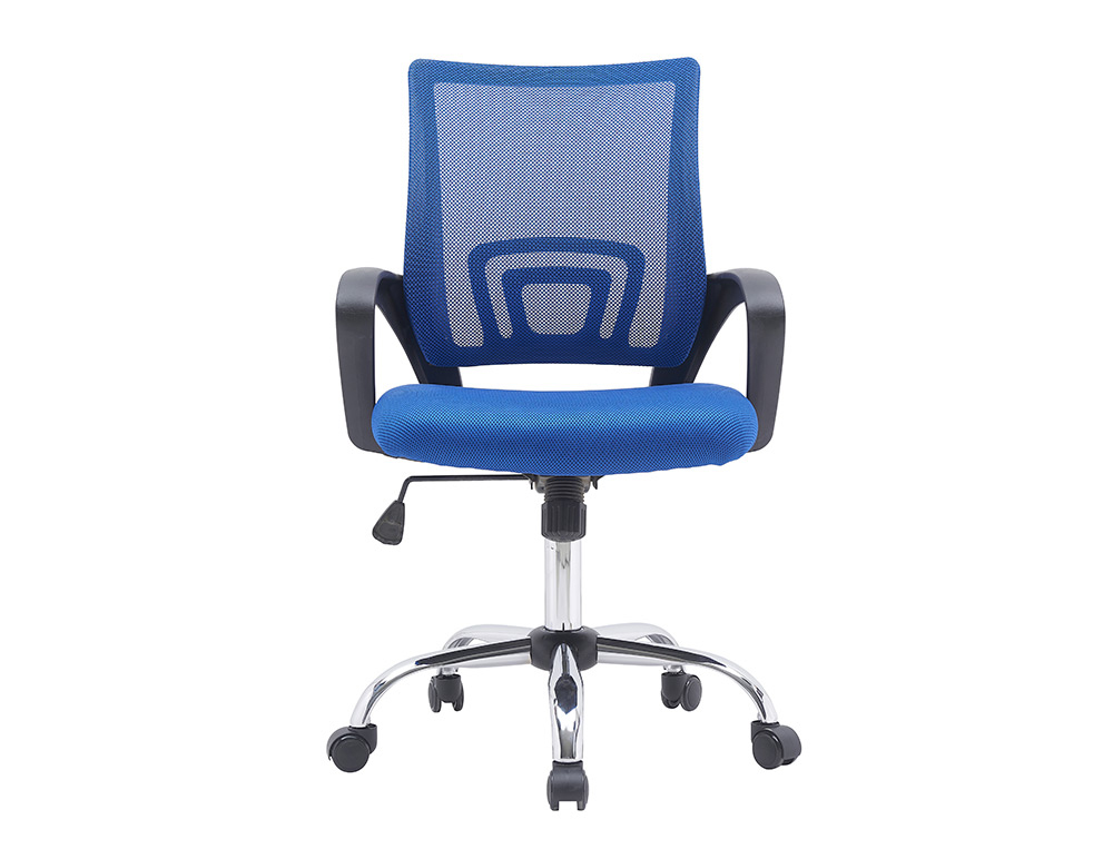 Fauteuil operateur q-connect siena maille base metal chrome hauteur max 1000mm largeur 560mm prof 570mm noir et bleu