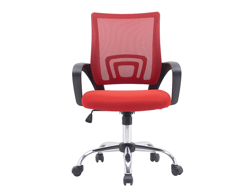 Fauteuil operateur q-connect siena maille base metal chrome hauteur max 1000mm largeur 560mm prof 570mm noir et rouge