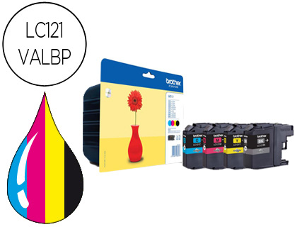 Cartouche d'encre original brother lc121 300 p noir/cyan/magenta/jaune pack 4 couleur