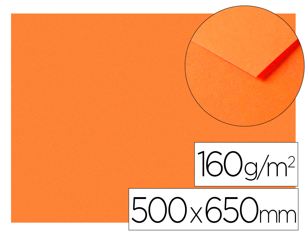 Papier dessin clairefontaine a grain 160g 1 surface        grainee 1 lisse 50x65cm       paquet 25f coloris orange