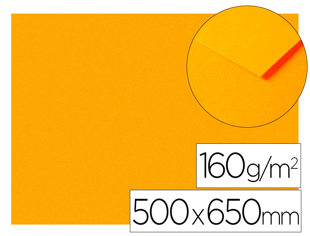 Papier dessin clairefontaine a grain 160g 1 surface        grainee 1 lisse 50x65cm       paquet 25f coloris orange vif