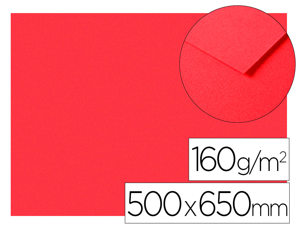 Papier dessin clairefontaine a grain 160g 1 surface        grainee 1 lisse 50x65cm       paquet 25f coloris coquelicot