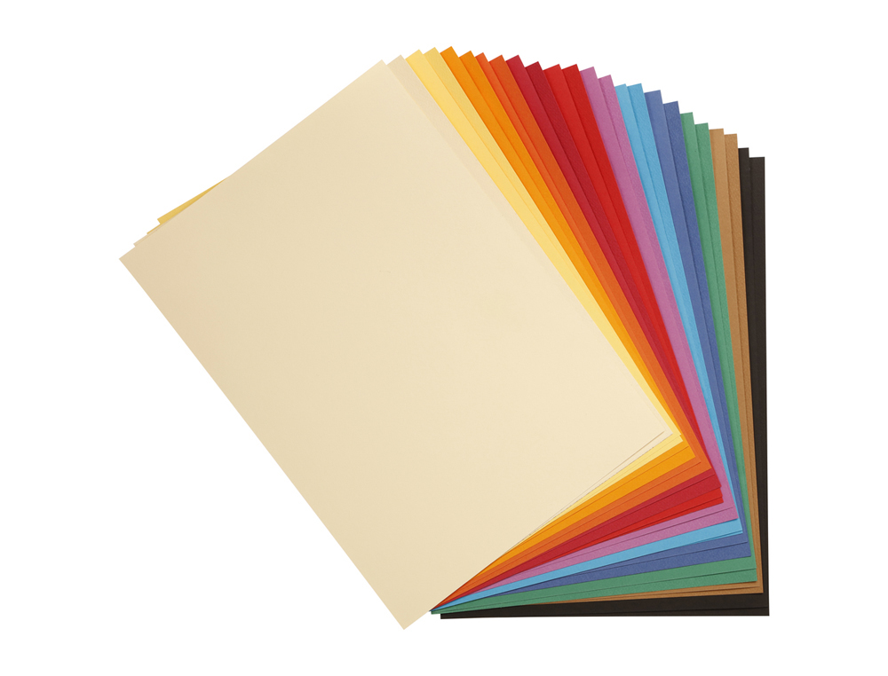 Papier dessin clairefontaine a grain 160g 1 surface        grainee 1 lisse 50x65cm       paquet 24f coloris vifs 24