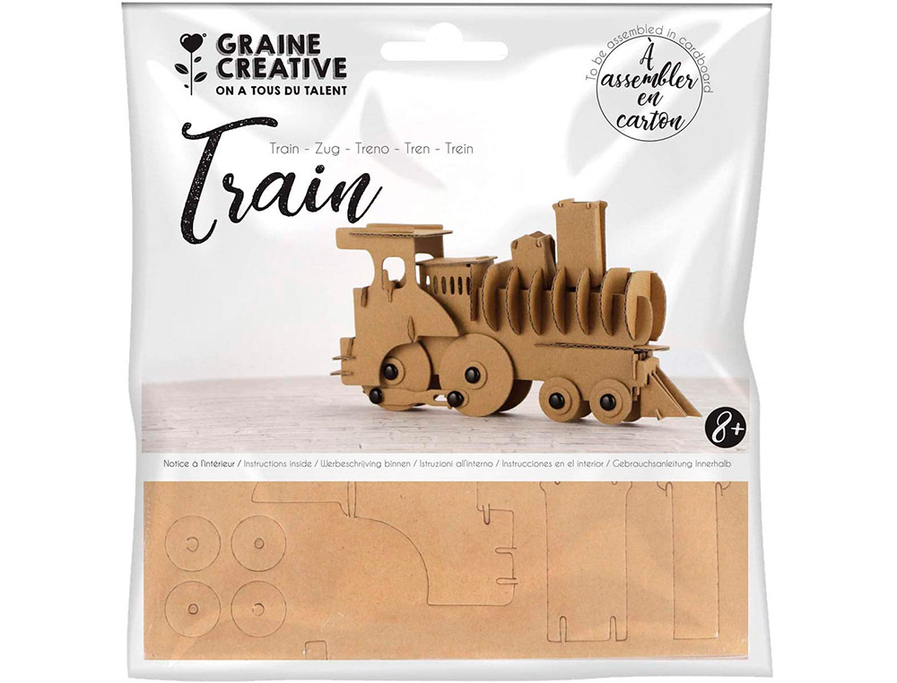 Maquette train graine creative carton a assembler   decorer personnaliser         190x110x40mm