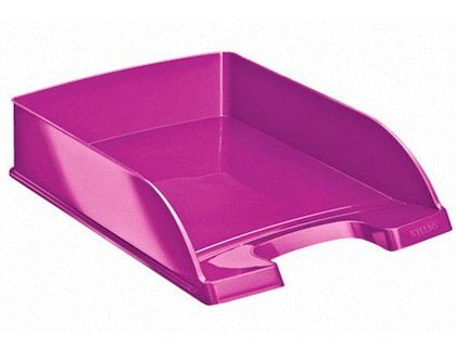 Corbeille à courrier leitz wow polystyrène 255x70x357mm superposable verticale/escalier coloris violet métallisé