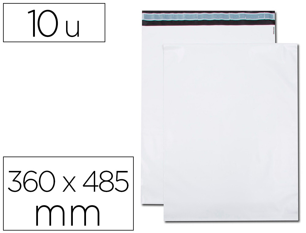 Pochette gpv polyethylene adhesive 360x485 blanc/noir   paquet de 10