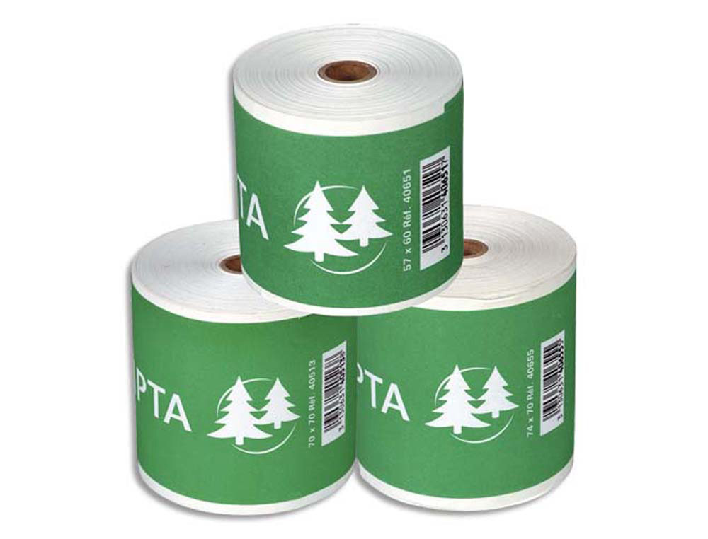 Bobine thermique exacompta tickets de caisse 2 plis chimiqueautocopiant 57g 76x70mm mandrin 12mm 25m lot 10 unites