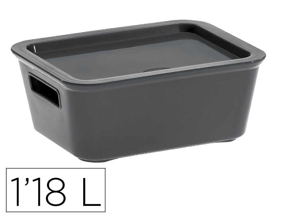 Boite multirangement cep bella pp couvercle et         poignees contenance 1,18l     coloris gris