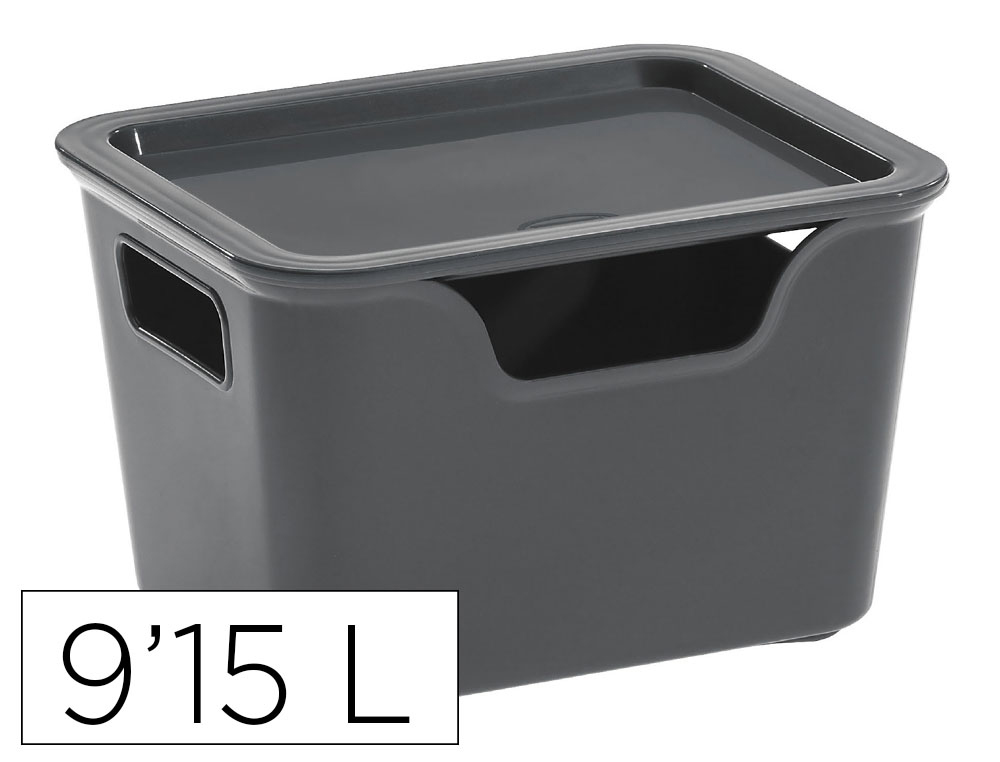 Boite multirangement cep bella pp couvercle et         poignees contenance 9,15l     coloris gris