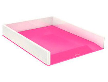 Corbeille à courrier leitz wowdual polystyrène superposable 336x267x49cm coloris rose