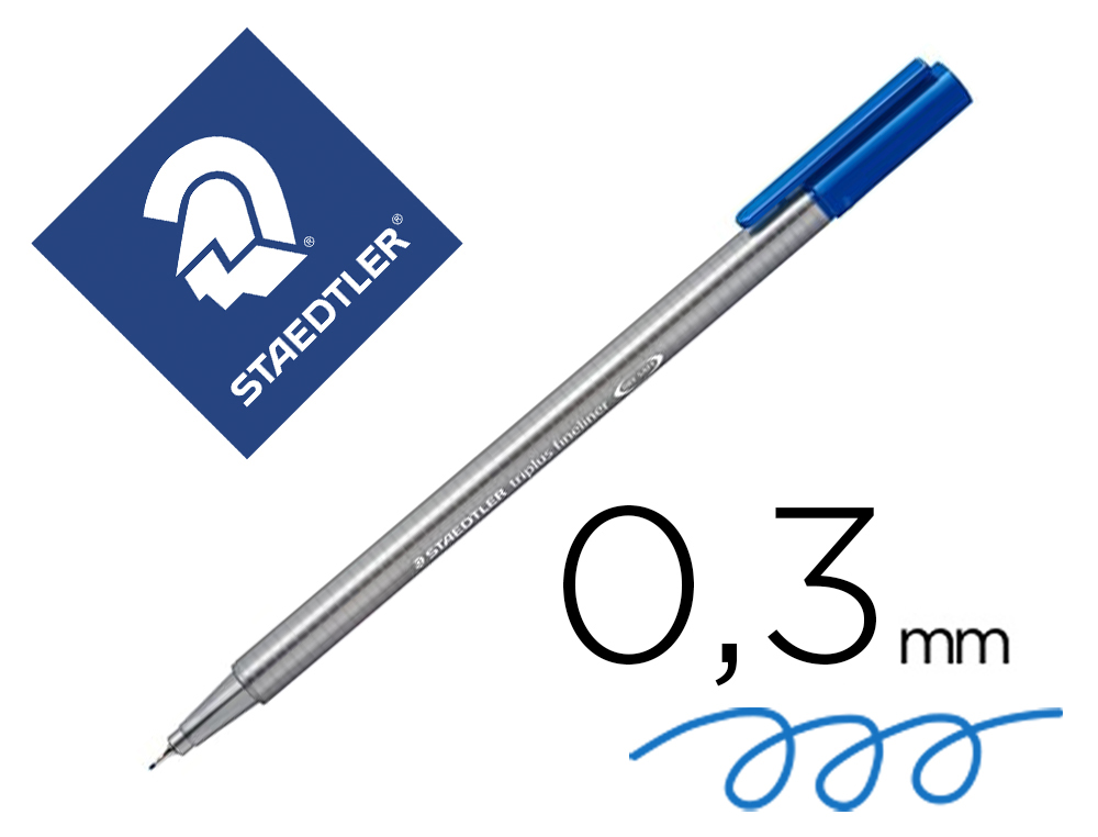 Feutre staedtler triplus fineliner 334 r pointe extra  fine 0,3mm ergonomique        coloris bleu