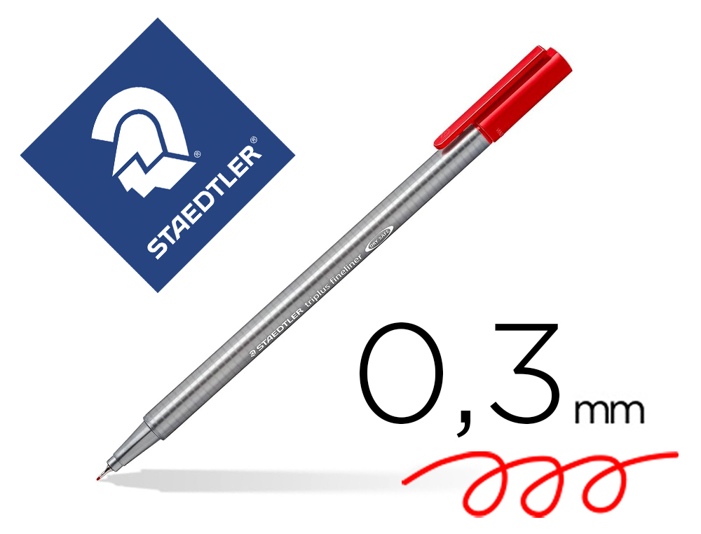 Feutre staedtler triplus fineliner 334 r pointe extra  fine 0,3mm ergonomique        coloris rouge